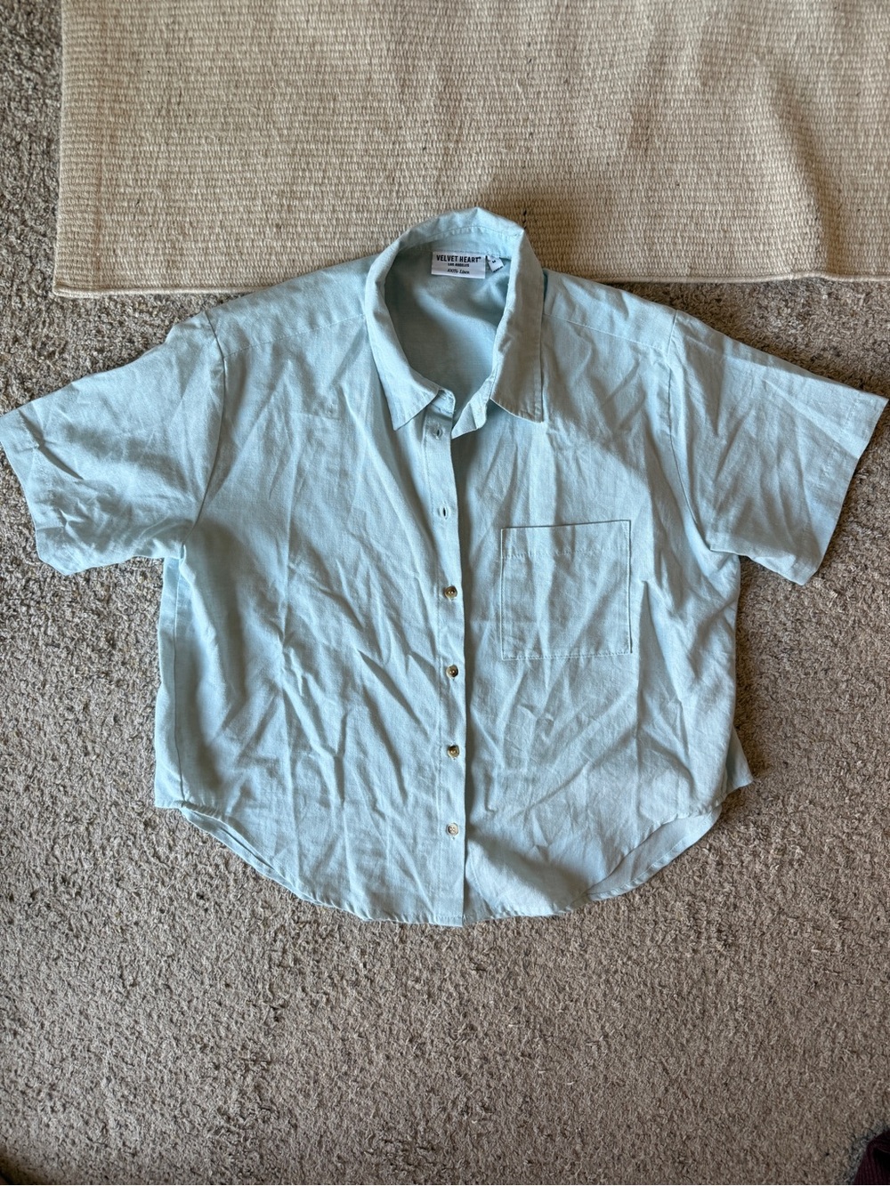 Velvet Heart Pale Blue Short-Sleeve Button-Down Shirt